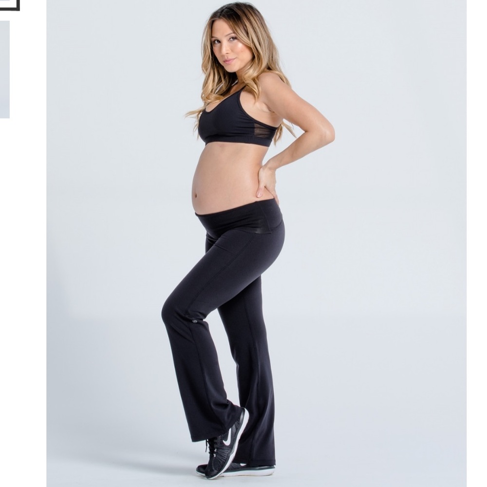SAVVI Black Maternity Flared Leggings